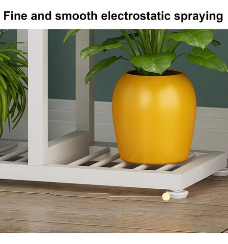 Porta Macetero Norplat 7 Macetas Estante Atril Planta Metal Blanco Lisa