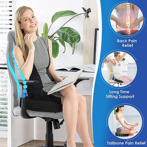 Cojin Para Silla Smart Con Memoria Lumbar Ortopedico Norplat Negro Liso