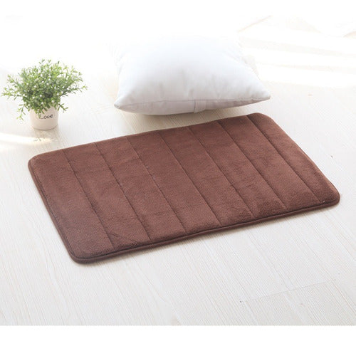 Alfombra Baño Engomado Antideslizante 60x40cm Suave Norplat - Marrón Oscuro - Lisa