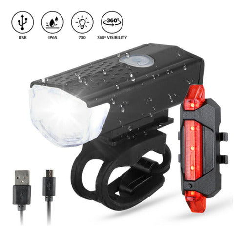 Pack 2 Luces Led Bicicleta Usb Trasera Y Delantera - Norplat Negro