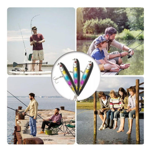 Kit 104 Piezas Señuelo Cebo Moscas Anzuelos Pesca - Norplat Plateado