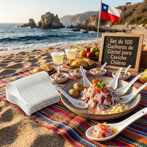 Pack 100 Cucharas Norplat - Ceviche - Coctel - Mini Cucharas Blanco