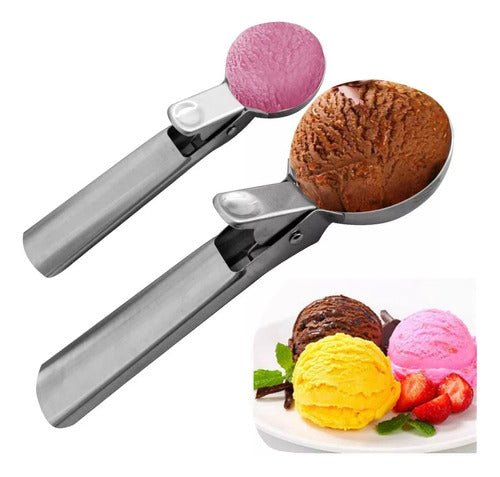 2 Cuchara Para Helado Profesional Artesanal Servir - Norplat Plateado