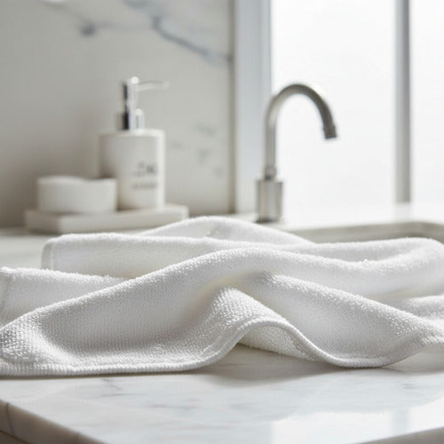 4 Toallas Mano Algodon Peluqueria Hotel Spa 35x75cm Norplat Blanco Lisa