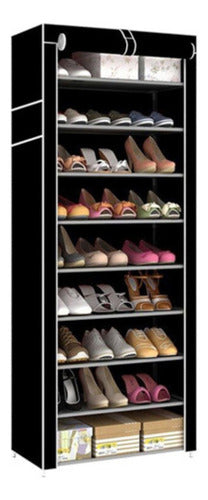 Organizador Zapatos Lona Zapatero Armable 30 Pares 9 Pisos Negro