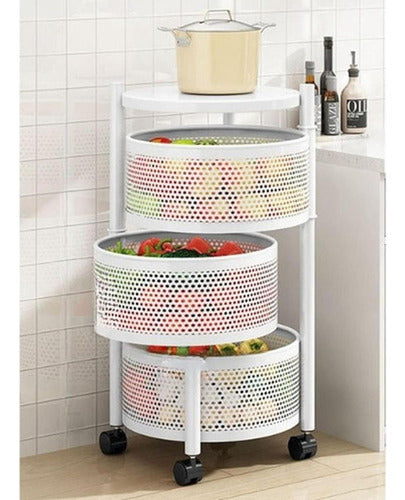 Estante Giratorio Organizador Frutero Metal 3 Pisos Norplat  Blanco