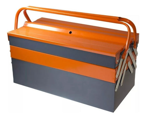 Caja Herramientas Articulada Metálica 3 Niveles - Norplat Naranja