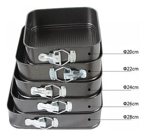 5 Molde Cuadrado Antiadherente Desmontable Tortas Repostería Negro