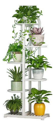Porta Macetero Norplat 7 Macetas Estante Atril Planta Metal Blanco Lisa
