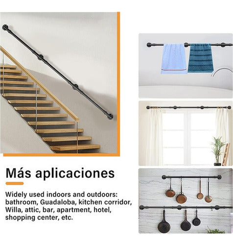 Barandal Pasamanos Tubo Escaleras Profesionales 3m - Norplat Negro