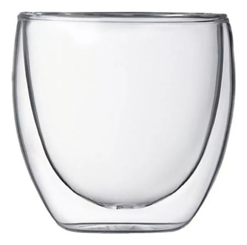 Set 4 Tazas Espresso Doble Pared 250ml Frio, Caliente Cukin Transparente Sin Asa