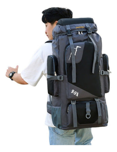 Mochila Impermeable Norplat 90l Para Camping Trekking Viajes Liso Negro