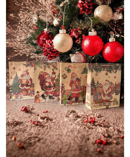 12 Bolsas De Regalo Navidad Kraft Premium Grande - Norplat Marrón