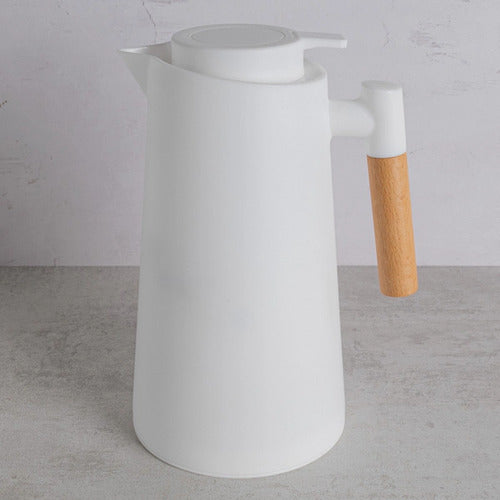 Jarra Termica Norplat 1 Litro Vidrio Aislante Calor Frio Blanco