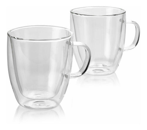 Set 4 Tazas Café Leche Te Doble Pared 350ml Caliente - Cukin