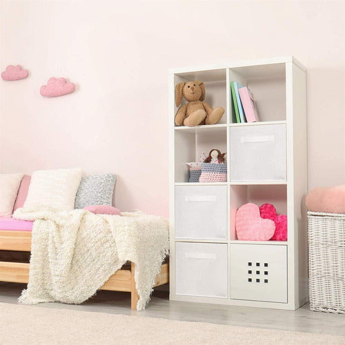 Kit 6 Cajas Organizadoras Cubo Plegables Closet Ropa Norplat Gris Claro + Blanco Lisa