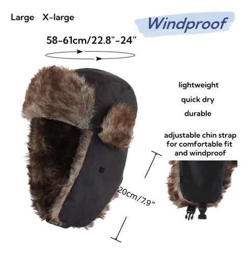 Gorro Invierno Ruso Unisex Cálido Termico Aviador - Norplat Gris Oscuro M Lisa