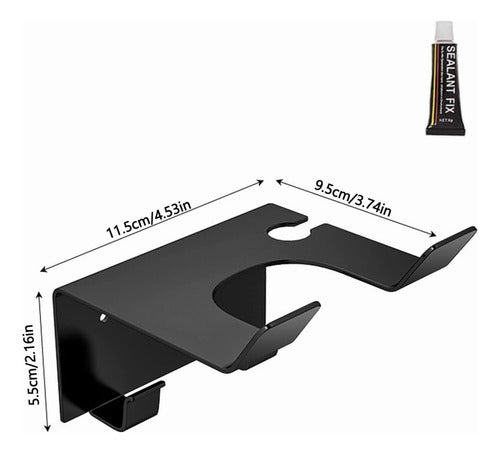 Soporte Secador De Pelo Metálico Adhesivo O Tornillo Norplat Negro