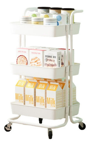 Carro Organizador Mueble Estante De Almacenamiento 3 Niveles Blanco