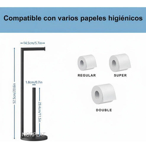 Soporte Papel Higiénico Porta Rollo Confort Metal - Norplat Negro