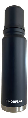 Termo De Agua Caliente Matero 1 Litro Acero Premium Norplat Negro