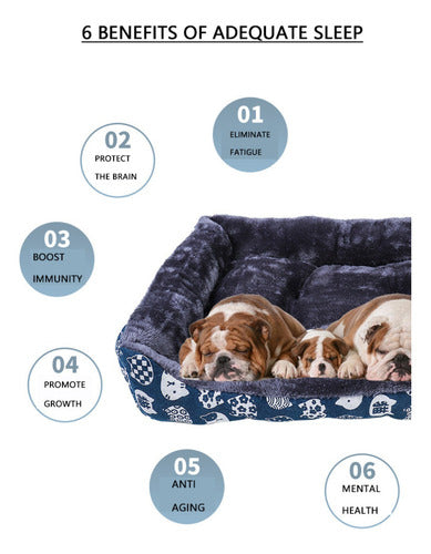 Cama Mascota Ultrasuave Gato Perro L Hasta 15kg - Wuf Azul 02
