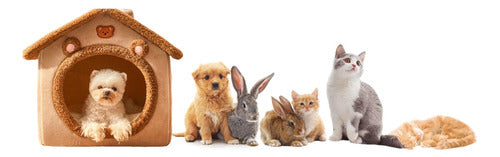 Cama Casa Iglu Felpa Suave Invierno Gatos Perros L - Norplat Marrón Claro Conejito