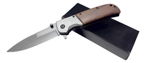 Cuchillo Automatico Norplat Navaja Retractil Mango Madera