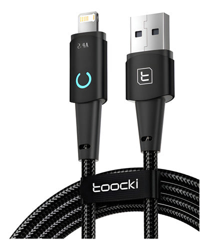 Cable Usb Para iPhone 2.4a 2 Metros Carga Rapida - Toocki Negro