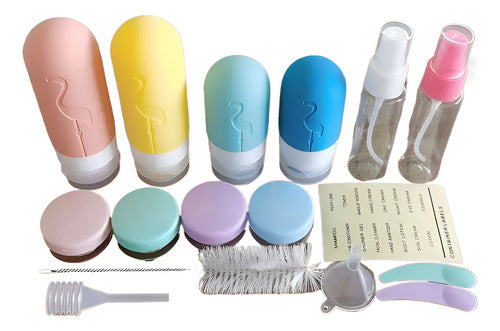 Set De Viaje Botellas Plásticas Dispensadoras 17 Pcs Norplat Pelicano