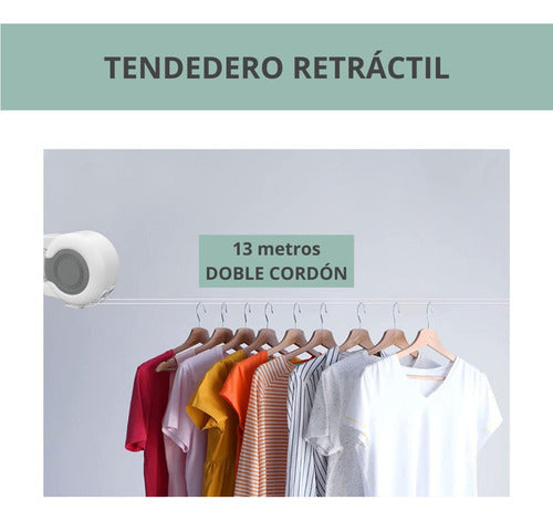 Tendedero Retractil Extensible Colgador Ropa Pared Norplat  Gris