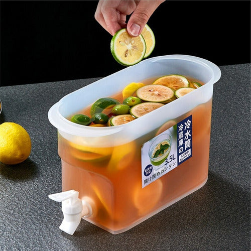 Jarra Dispensador Limonada Bebida Agua Nevera Grifo 3500 Ml Blanco