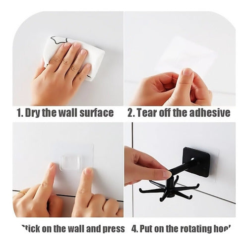 Gancho De Cocina Giratorio 360 Flexible Adhesivo Pared - Ome Negro