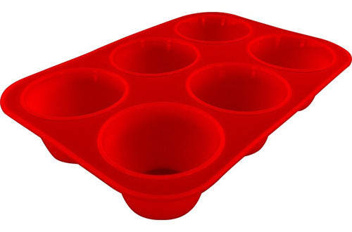Molde De Silicona Para 6 Muffin O Cupcakes - Cukin Rojo