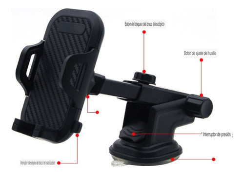 Soporte Celular Auto Porta Telefono Brazo Largo - Norplat Negro