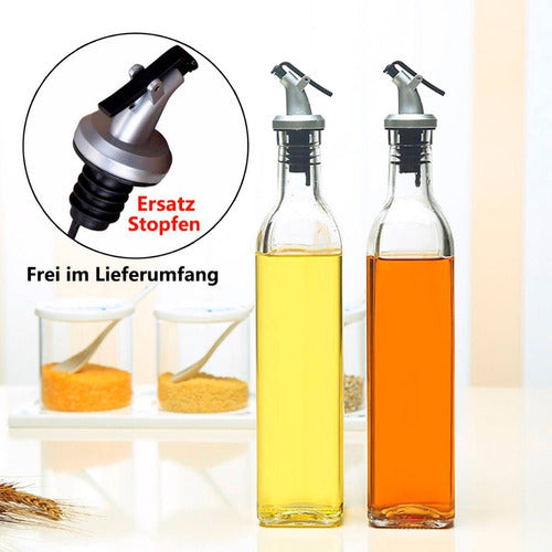 2 Botellas Vidrio 500ml Dispensador Aceitero Vinagre Norplat