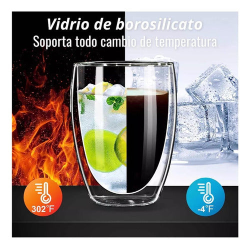 Taza Cafe Doble Vidrio Te Vaso Mug Tapa Antiderrame Norplat Naranja Liso