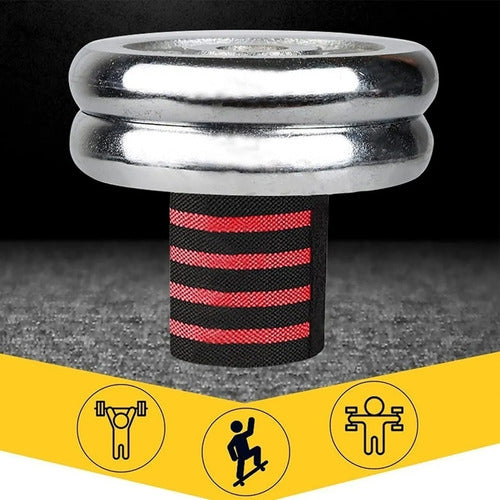 Par Muñequeras Crossfit Fitness Gym Elasticada Norplat Negro+azul