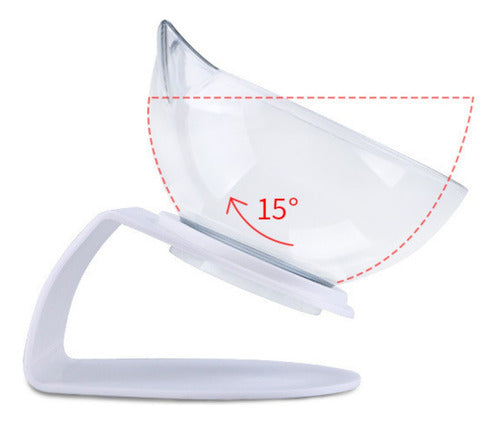 Plato Doble Para Mascotas Con Forma De Gato 15° - Wuf Blanco