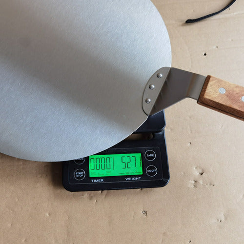 Pala De Pizza Redonda 30 Cm Acero Inox Con Mango De Madera Madera Clara