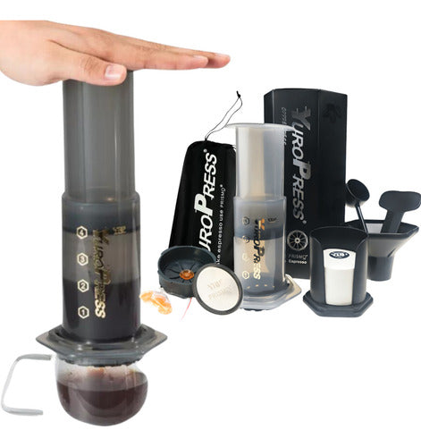 Cafetera Portátil Norplat Press Cafe Italiano Expreso Manual Negro
