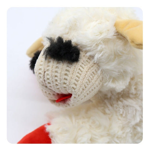 Peluche Oveja Con Texturas Y Sonido Para Mascotas Y Niños Blanco Con Patas Rojas