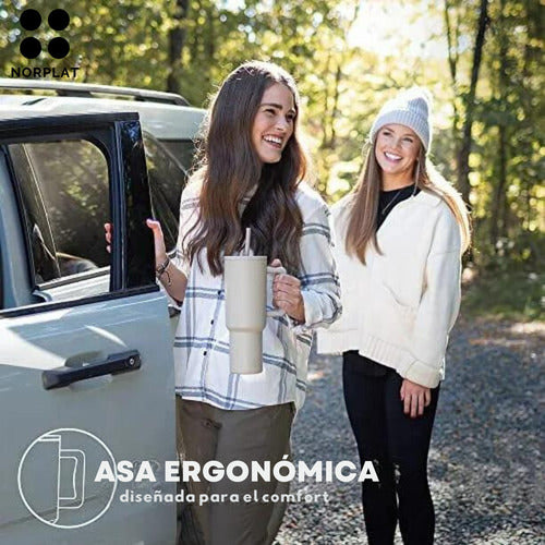 Norplat Tumbler 1180ml Vaso Térmico 40oz 1180ml Con Bombilla Negro Lisa