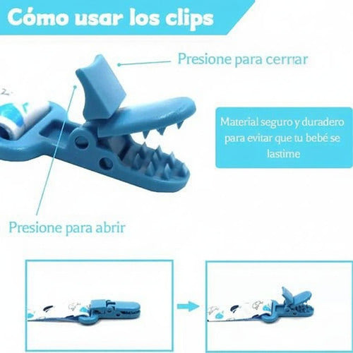 Set 10 Prendedor Sujetador Porta Chupetes Bebé 27cm Norplat Multicolor