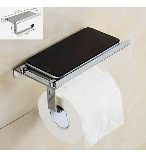 Porta Rollo Papel Higiénico Confort Soporte Celular Norplat Plateado