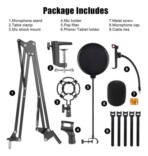 Soporte Brazo Micrófono Norplat Tiktok Estudio Grabación Negro