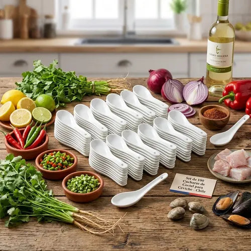 Pack 100 Cucharas Norplat - Ceviche - Coctel - Mini Cucharas Blanco