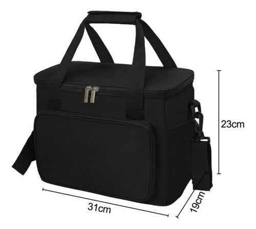 Lonchera Térmica Doble Compartimento Tamaño Grande Negro Liso