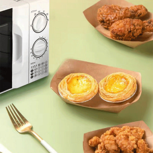 Set 100 Bandeja Kraft Porta Completos Cartón 750cc - Norplat Marrón Claro