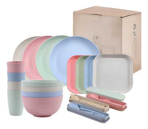 Juego Vajilla 36 Platos Plásticos Reutilizable Color Norplat